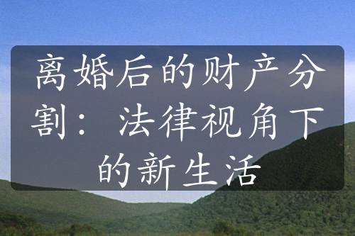 离婚后的财产分割：法律视角下的新生活