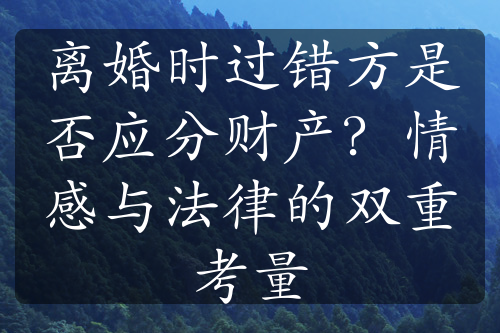 离婚时过错方是否应分财产？情感与法律的双重考量