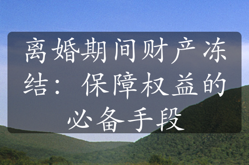 离婚期间财产冻结：保障权益的必备手段