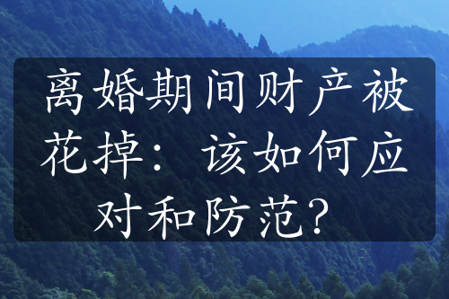 离婚期间财产被花掉：该如何应对和防范？