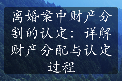 离婚案中财产分割的认定：详解财产分配与认定过程