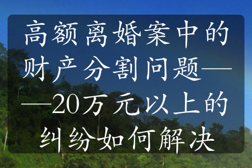 高额离婚案中的财产分割问题——20万元以上的纠纷如何解决