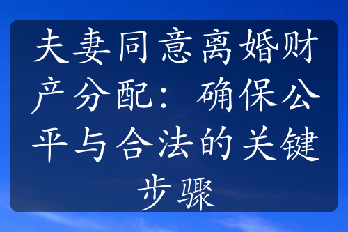 夫妻同意离婚财产分配：确保公平与合法的关键步骤