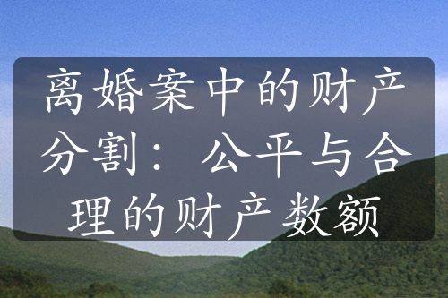 离婚案中的财产分割：公平与合理的财产数额