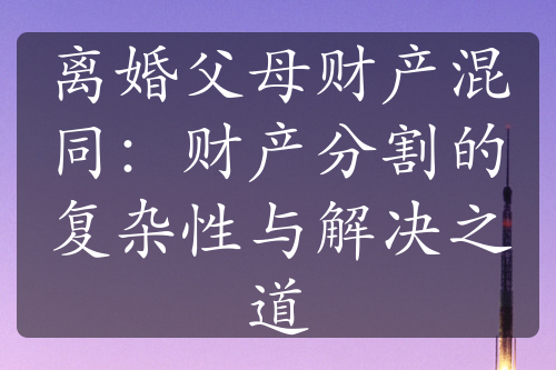 离婚父母财产混同：财产分割的复杂性与解决之道