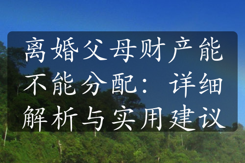 离婚父母财产能不能分配：详细解析与实用建议