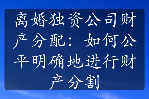 离婚独资公司财产分配：如何公平明确地进行财产分割