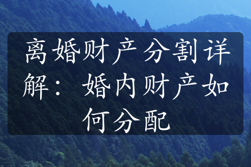 离婚财产分割详解：婚内财产如何分配