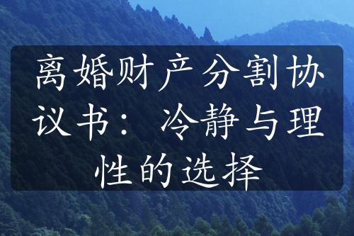 离婚财产分割协议书：冷静与理性的选择