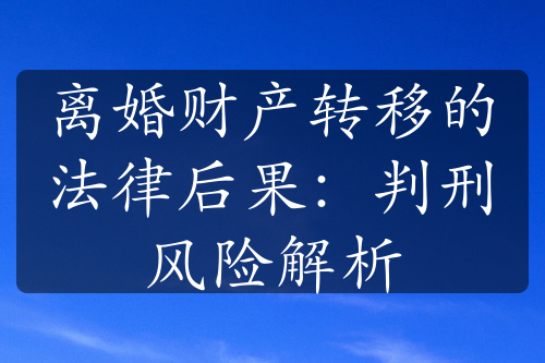 离婚财产转移的法律后果：判刑风险解析