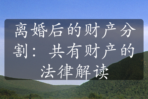 离婚后的财产分割：共有财产的法律解读