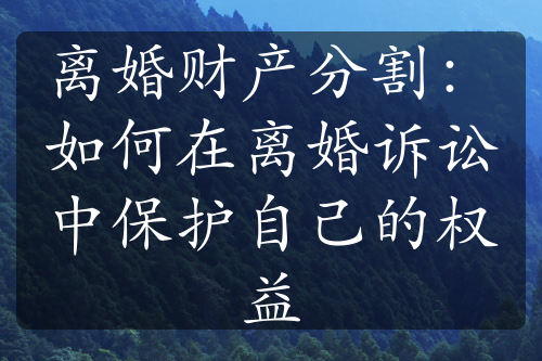 离婚财产分割：如何在离婚诉讼中保护自己的权益