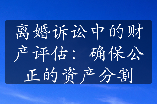 离婚诉讼中的财产评估：确保公正的资产分割