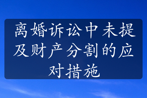 离婚诉讼中未提及财产分割的应对措施