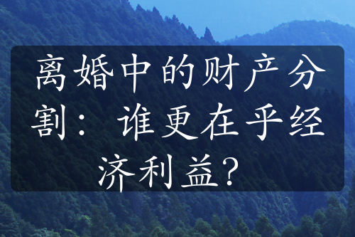 离婚中的财产分割：谁更在乎经济利益？