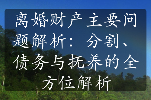 离婚财产主要问题解析：分割、债务与抚养的全方位解析