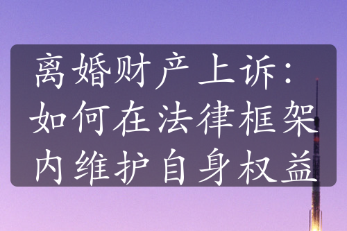 离婚财产上诉：如何在法律框架内维护自身权益