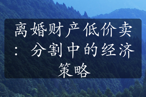 离婚财产低价卖：分割中的经济策略