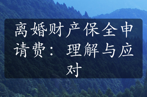 离婚财产保全申请费：理解与应对