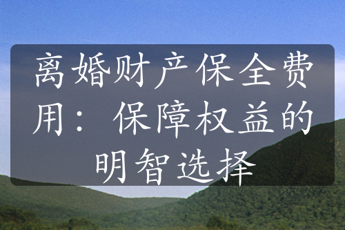 离婚财产保全费用：保障权益的明智选择