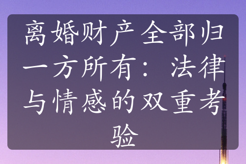 离婚财产全部归一方所有：法律与情感的双重考验