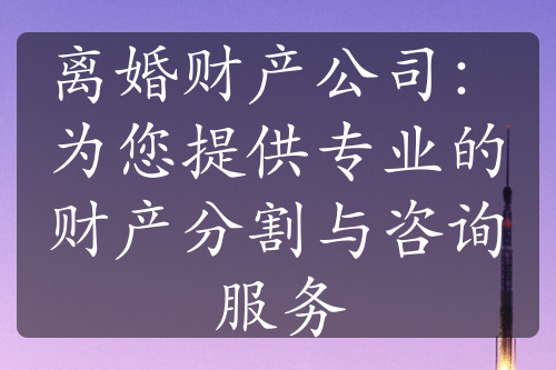 离婚财产公司：为您提供专业的财产分割与咨询服务