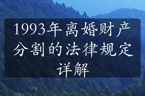 1993年离婚财产分割的法律规定详解