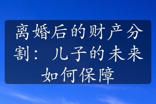 离婚后的财产分割：儿子的未来如何保障