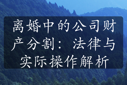 离婚中的公司财产分割：法律与实际操作解析