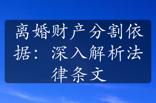 离婚财产分割依据：深入解析法律条文