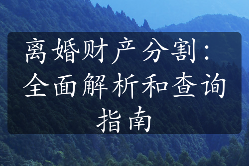 离婚财产分割：全面解析和查询指南