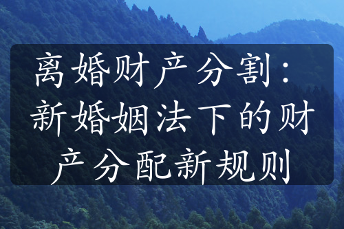 离婚财产分割：新婚姻法下的财产分配新规则