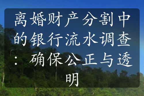 离婚财产分割中的银行流水调查：确保公正与透明