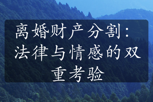 离婚财产分割：法律与情感的双重考验