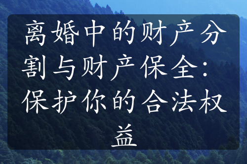 离婚中的财产分割与财产保全：保护你的合法权益