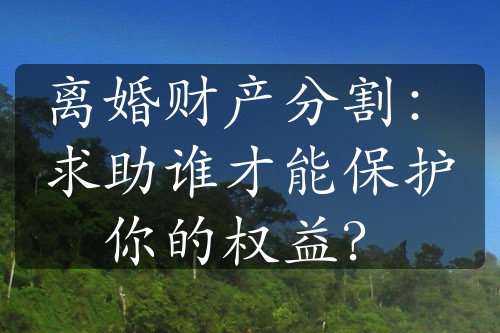 离婚财产分割：求助谁才能保护你的权益？