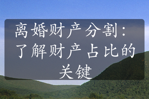 离婚财产分割：了解财产占比的关键