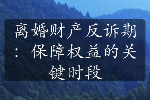 离婚财产反诉期：保障权益的关键时段