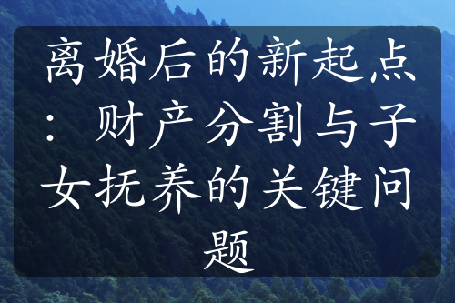 离婚后的新起点：财产分割与子女抚养的关键问题