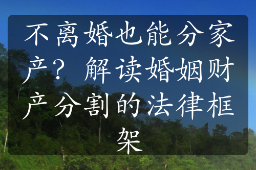 不离婚也能分家产？解读婚姻财产分割的法律框架