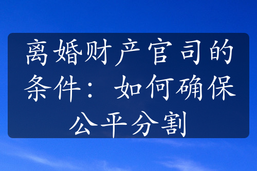 离婚财产官司的条件：如何确保公平分割