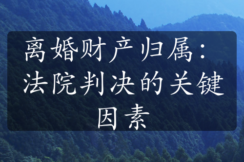 离婚财产归属：法院判决的关键因素