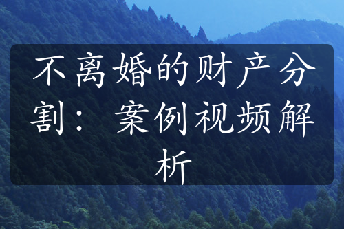 不离婚的财产分割：案例视频解析