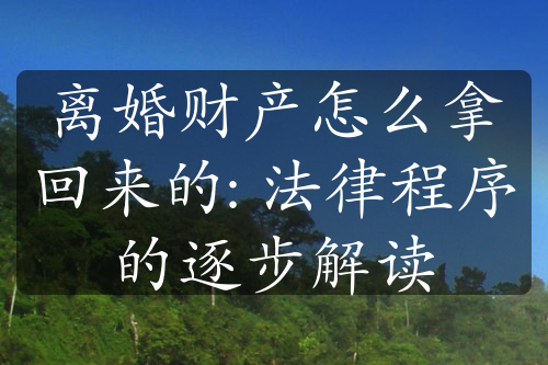 离婚财产怎么拿回来的: 法律程序的逐步解读