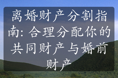 离婚财产分割指南: 合理分配你的共同财产与婚前财产