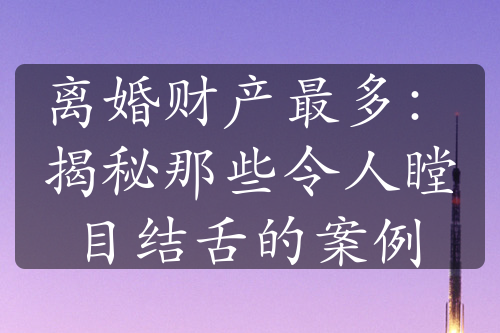 离婚财产最多：揭秘那些令人瞠目结舌的案例