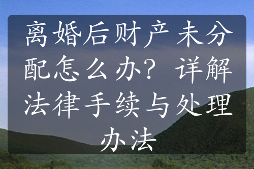 离婚后财产未分配怎么办？详解法律手续与处理办法