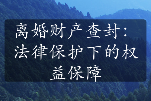 离婚财产查封：法律保护下的权益保障