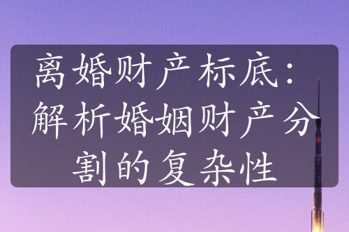 离婚财产标底：解析婚姻财产分割的复杂性