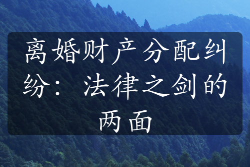 离婚财产分配纠纷：法律之剑的两面